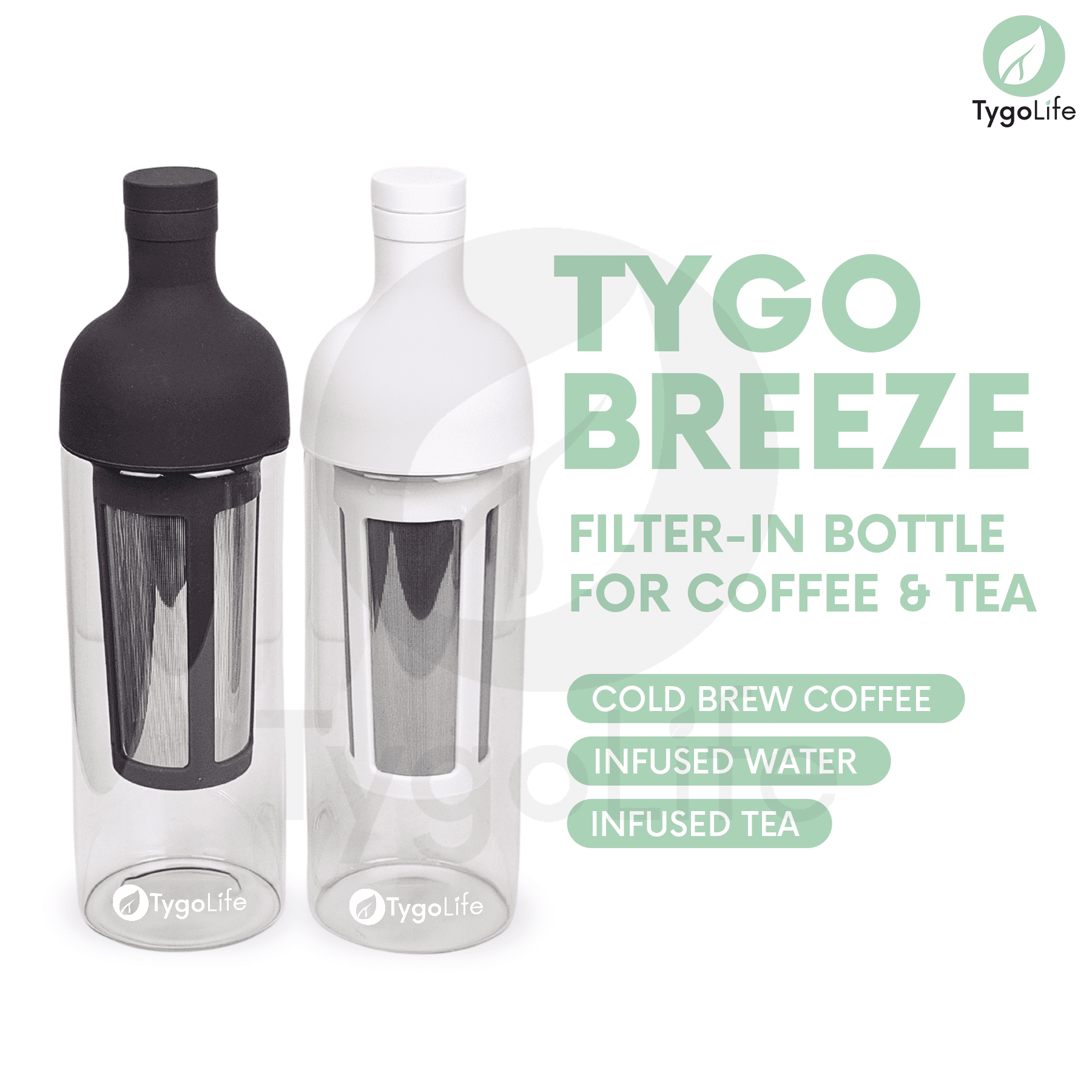 TYGO BREEZE COLD BREW FILTER IN COFFEE TEA BOTTLE