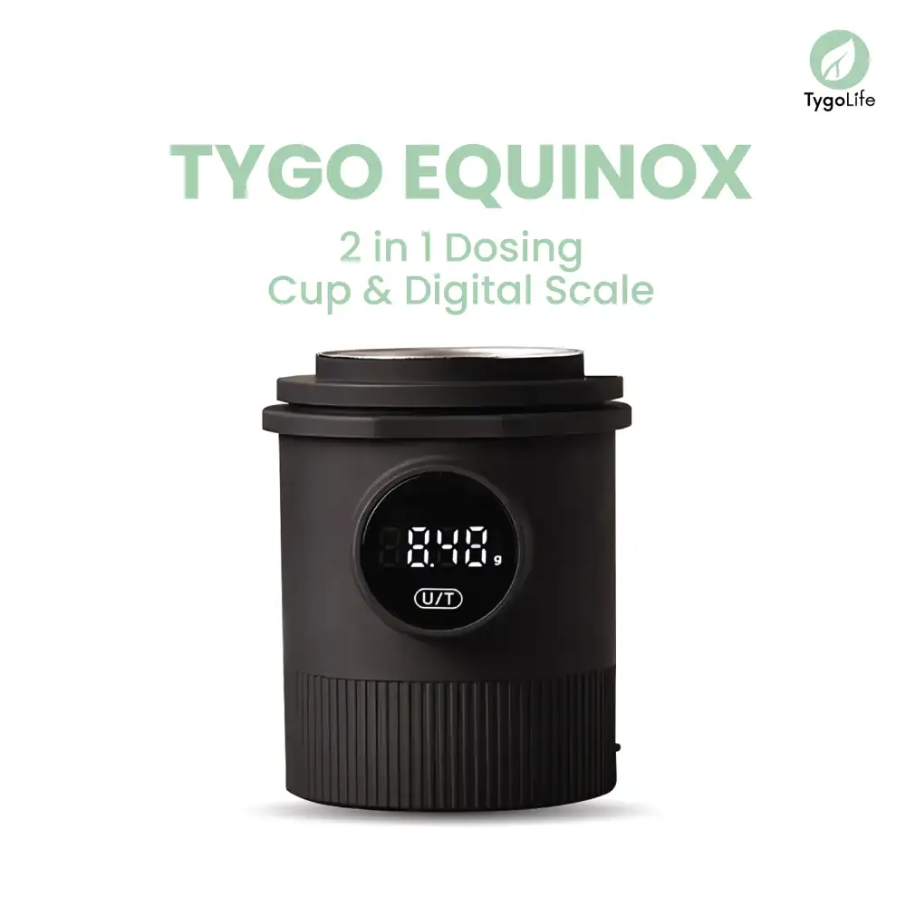 TYGO EQUINOX 2in1 58MM DOSING CUP BIJI KOPI DENGAN BUILT IN TIMBANGAN DIGITAL KAPASITAS 45ML COFFEE BEANS CAPACITY SCALE