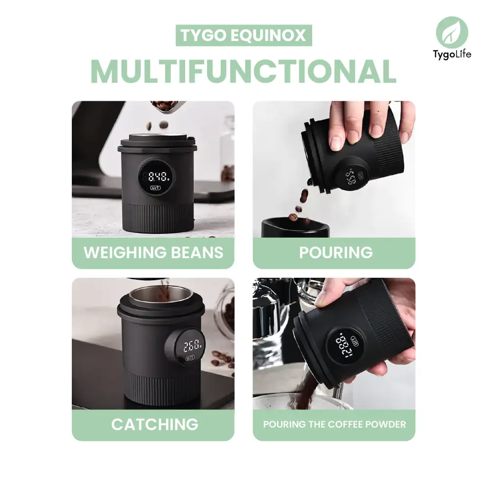 TYGO EQUINOX 2in1 58MM DOSING CUP BIJI KOPI DENGAN BUILT IN TIMBANGAN DIGITAL KAPASITAS 45ML COFFEE BEANS CAPACITY SCALE - Image 5